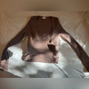 Abercrombie LuxeLoft Wrapped Sweater Top in Light Brown